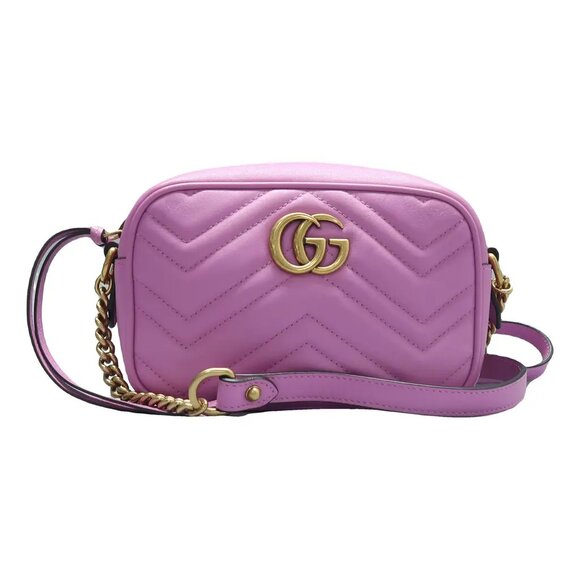 Gucci Handbags - GUCCI GG Marmont Purple Leather Shoulder Bag 922-021825